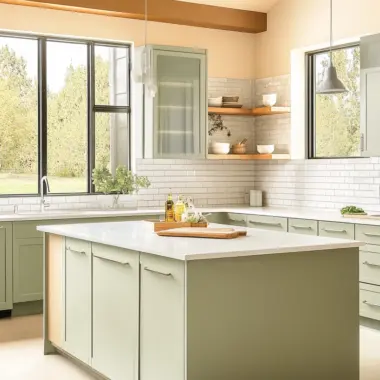 sage cabinets kitchen 1