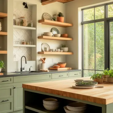 sage green cabinets kitchen 1